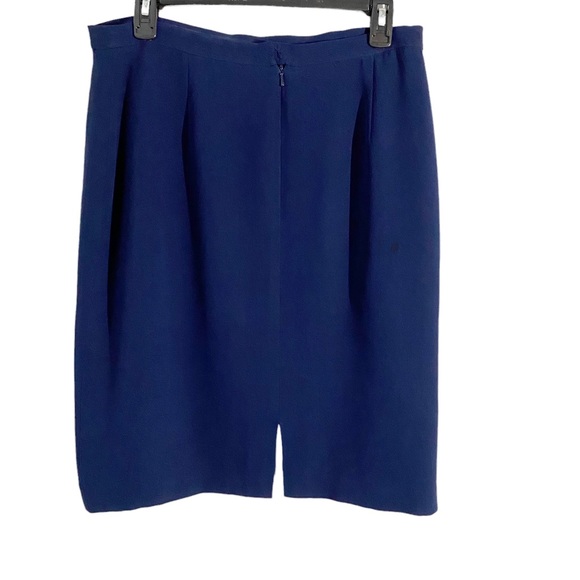 Magaschoni Blue Silk Career Wear Pencil Skirt, Size 12 - Picture 2 of 10
